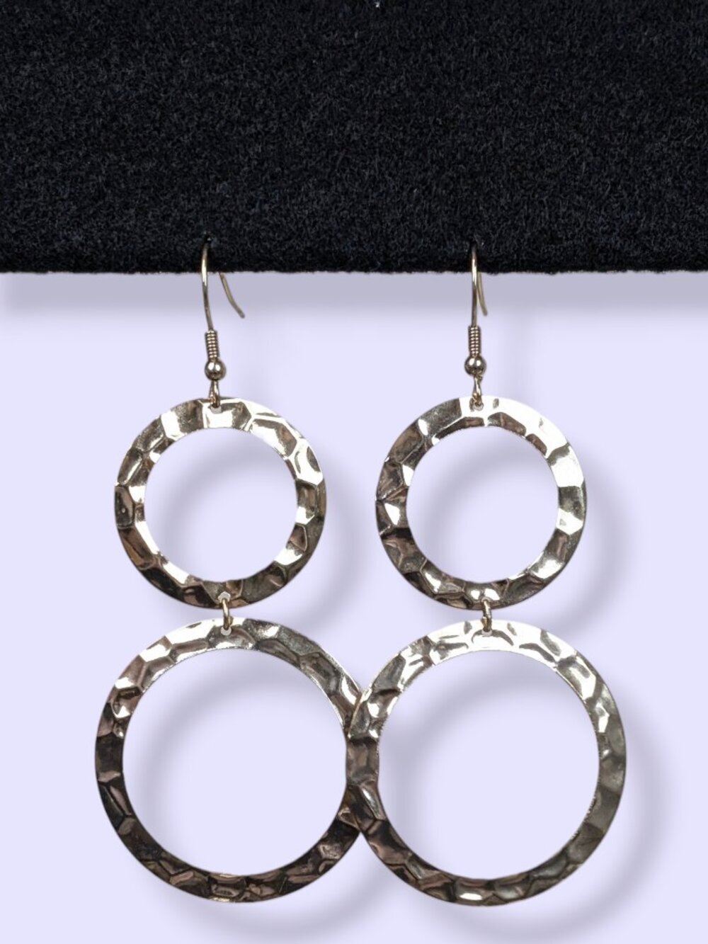 (2/$20) Textured Metal Rings Dangling Earrings